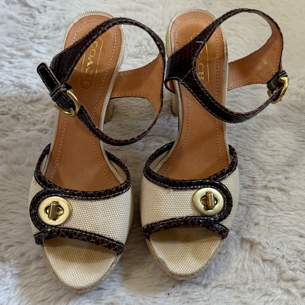 Coach Catolina Vintage Cream And Brown Espadrille Type